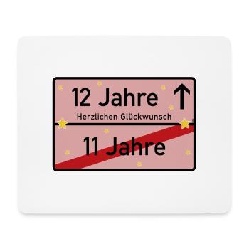 12 Jahre Ortsschild Herzlichen Glückwunsch Rosa - Mousepad (Querformat) - Weiß - Vorne