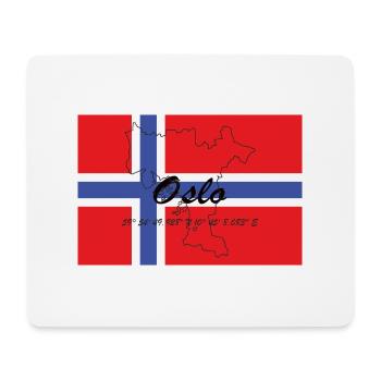 Oslo - Hauptstadt mit GPS & Flagge - Mousepad (Querformat) - Weiß - Vorne