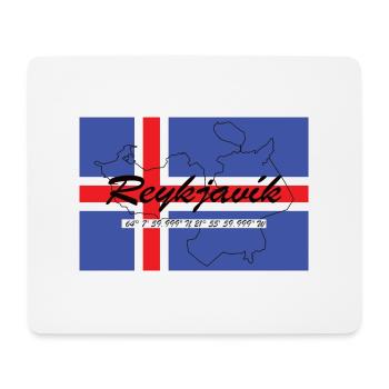 Reykjavik - Hauptstadt mit GPS & Flagge - Mousepad (Querformat) - Weiß - Vorne