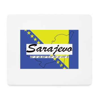 Sarajevo - Hauptstadt mit GPS & Flagge - Mousepad (Querformat) - Weiß - Vorne