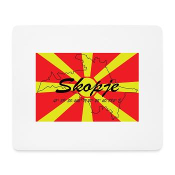 Skopje - Hauptstadt mit GPS & Flagge - Mousepad (Querformat) - Weiß - Vorne