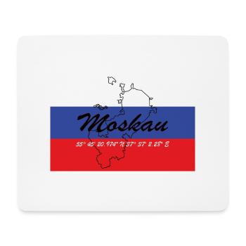 Moskau - Hauptstadt mit GPS & Flagge - Mousepad (Querformat) - Weiß - Vorne