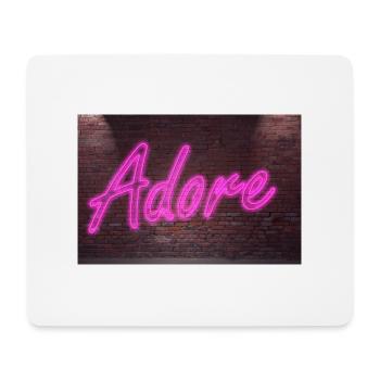 Neon-Adore-Schriftzüge auf Brick Wall bei Nacht - Mousepad (Querformat) - Weiß - Vorne