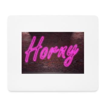 Enseigne au néon Horny sur mur de briques - Tapis de souris (format paysage) - blanc - Devant
