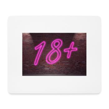Neon-Altersbeschränkungen 18 + Schriftzug auf Brick Wall - Mousepad (Querformat) - Weiß - Vorne