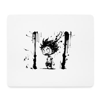 Cartoon kleiner Monster Junge Tintenschriftzeichen - Mousepad (Querformat) - Weiß - Vorne