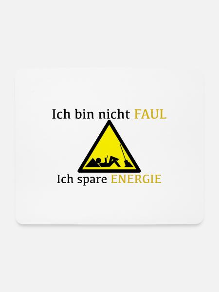 T-Shirt|Aufdruck|Energie|Faul|Smart|Sparen| - Mousepad (Querformat) - Weiß