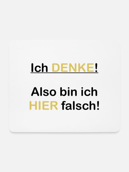 T-Shirt|Sprüche|Aufdruck|Lustig|Denken|Schlau| - Mousepad (Querformat) - Weiß