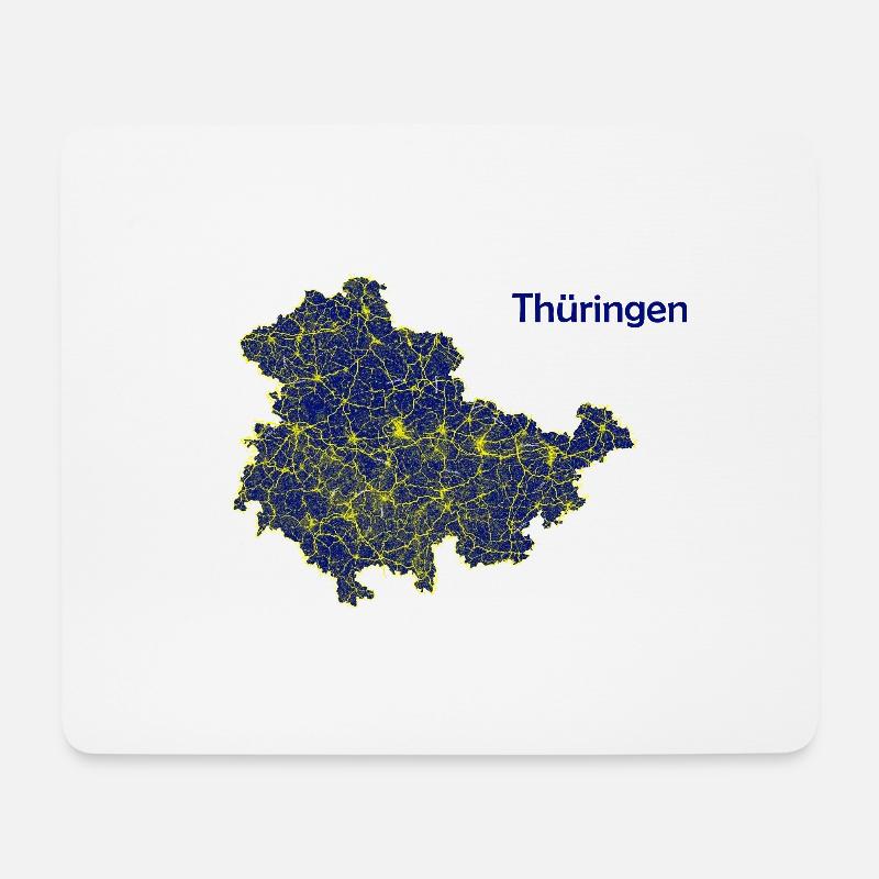 Karte Bundesland Thüringen Straßenkarte - Mousepad (Querformat) - Weiß