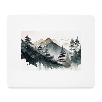 Montagne peinture à l'eau - Tapis de souris (format paysage) - blanc - Devant