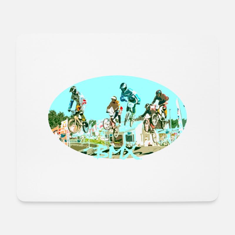 BMX Rennen - Mousepad (Querformat) - Weiß
