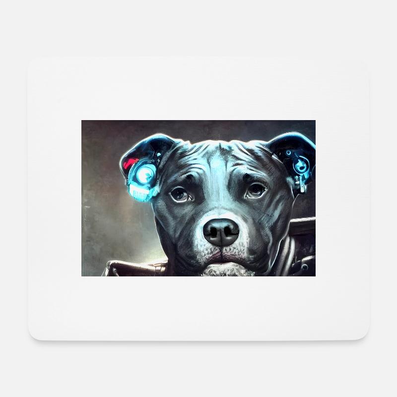 Sci-Fi Pitbull - Mousepad (Querformat) - Weiß