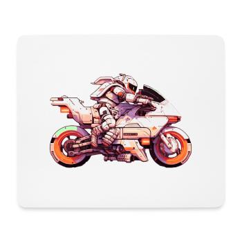 Machine de course de moto dans le futur avec pilote - Tapis de souris (format paysage) - blanc - Devant