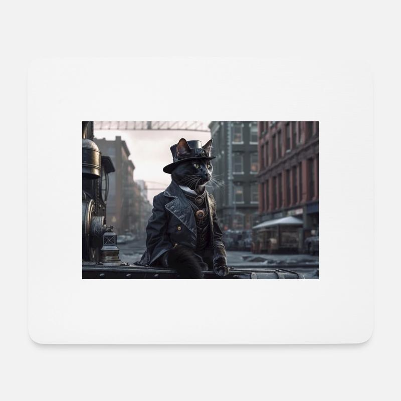 Cat Black7 - Mousepad (Querformat) - Weiß