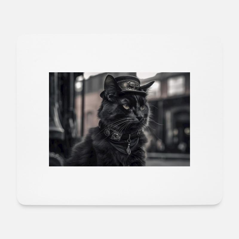 Cat Black3 - Mousepad (Querformat) - Weiß