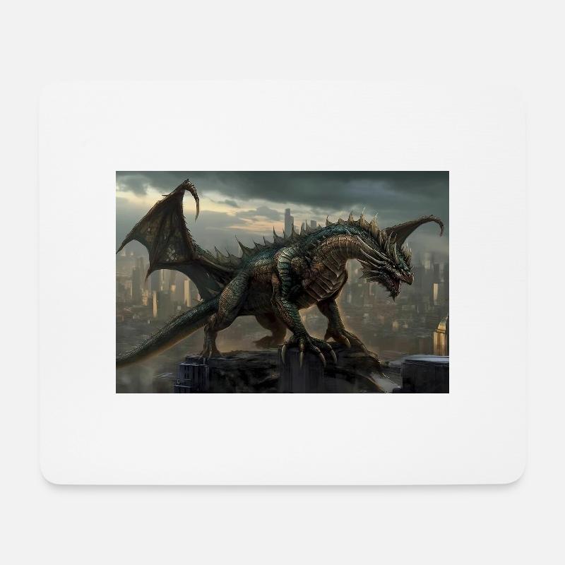 Dragon 3 - Mousepad (Querformat) - Weiß