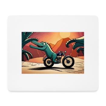 Dino aufm Bike - Mousepad (Querformat) - Weiß - Vorne