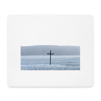 Grande croix noire sur un champ en hiver - Tapis de souris (format paysage) - blanc - Devant