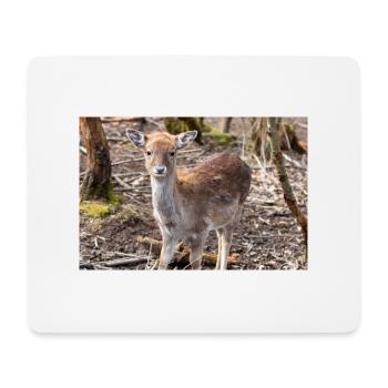 Fallow Deer (in german Damwild or Damhirsch) Dama - Mouse Pad (horizontal) - white - Front