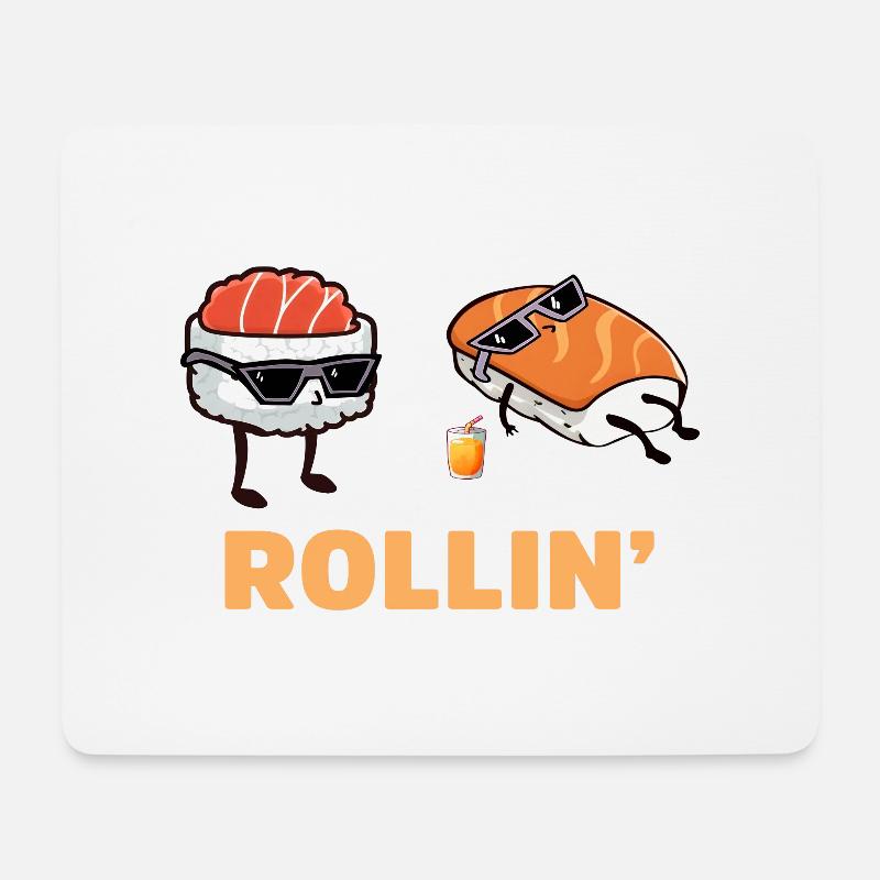 Rollin' Sushi - Mousepad (Querformat) - Weiß