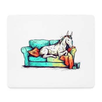 Licorne Frissons comme un animal paresseux sur le canapé - Tapis de souris (format paysage) - blanc - Devant