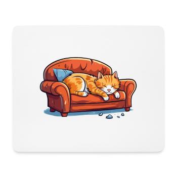 Chat Couch Fatigué Canapé Canapé Drôle de dessin animé - Tapis de souris (format paysage) - blanc - Devant
