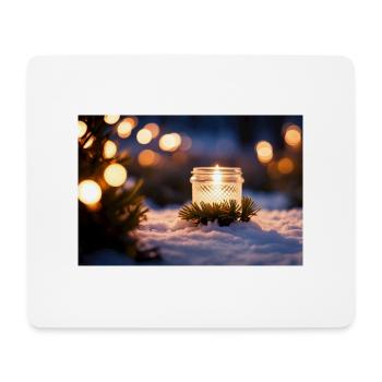 Glaskerze im Schnee - Mousepad (Querformat) - Weiß - Vorne