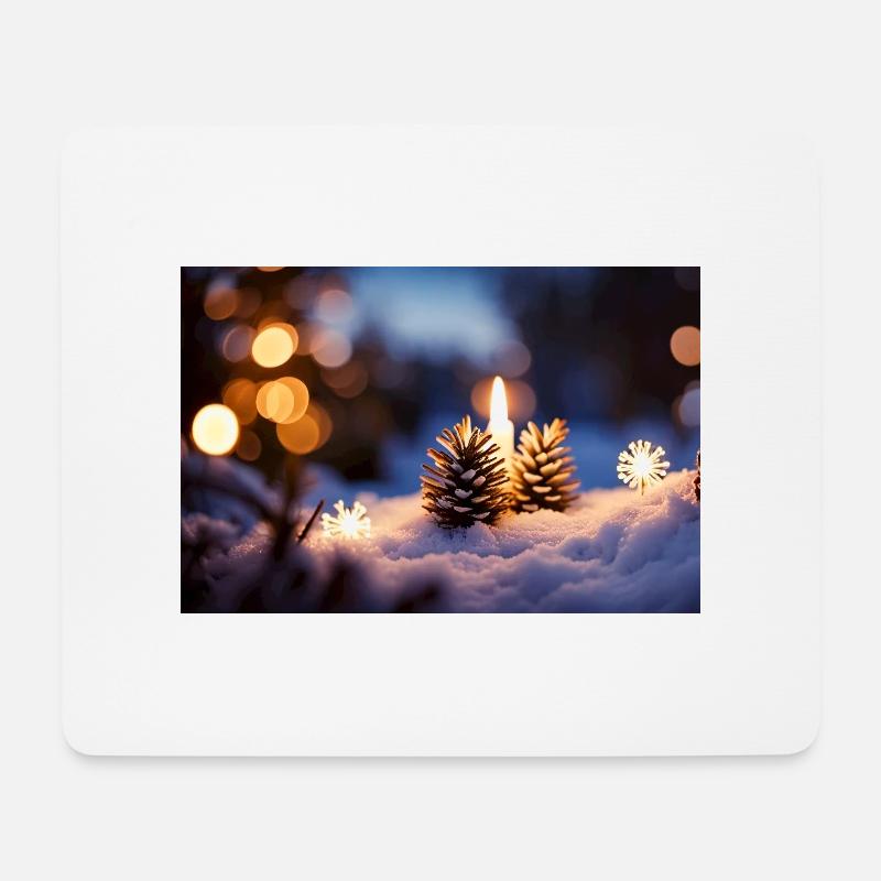 Weihnachtsstimmung im Wald - Mousepad (Querformat) - Weiß