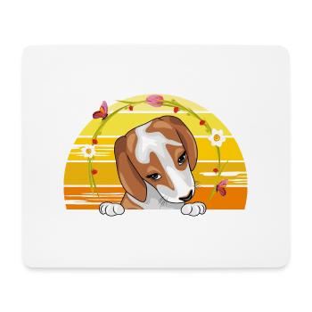 Portrait d’un chiot Beagle mignon et timide - Tapis de souris (format paysage) - blanc - Devant