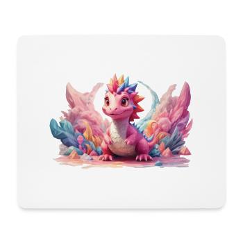 Niedlicher Drache, bunt, Fantasy, Kind, Geschenk - Mousepad (Querformat) - Weiß - Vorne