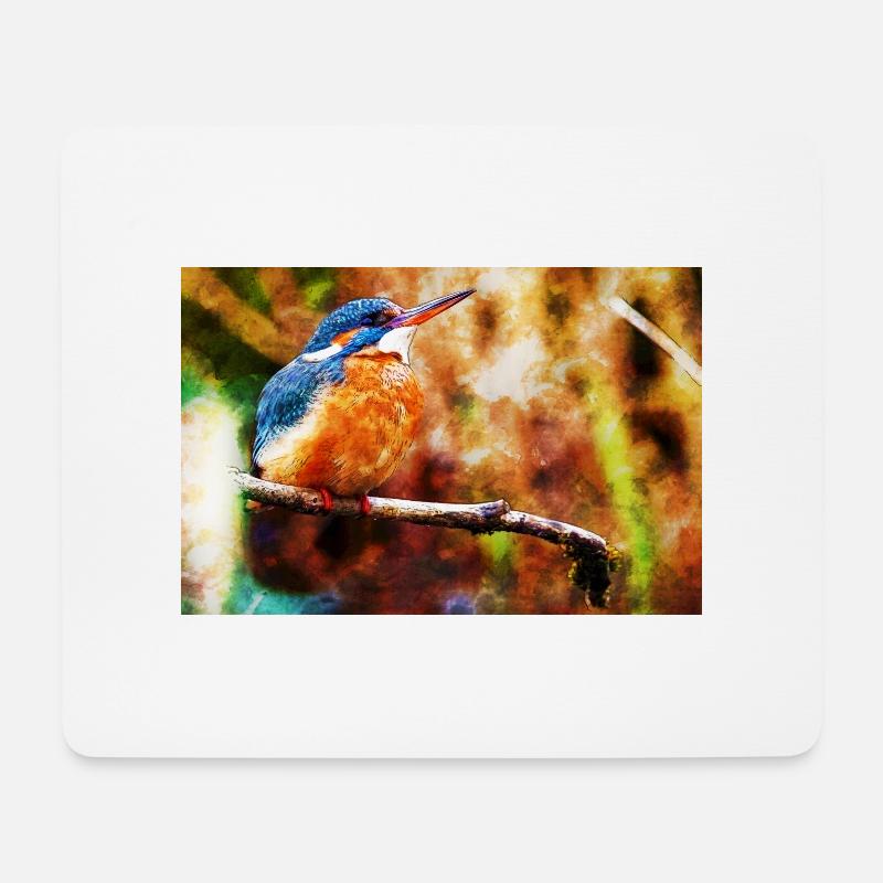 Eisvogel - Mousepad (Querformat) - Weiß