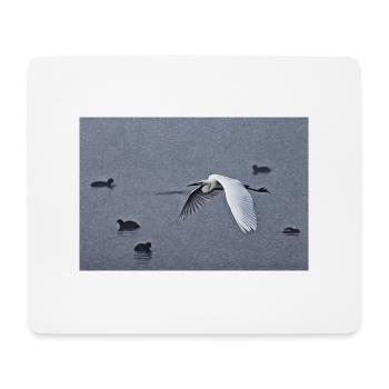 Silberreiher im Flug - Mousepad (Querformat) - Weiß - Vorne