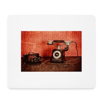 Téléphone à fourche avec caméra à soufflet - Tapis de souris (format paysage) - blanc - Devant