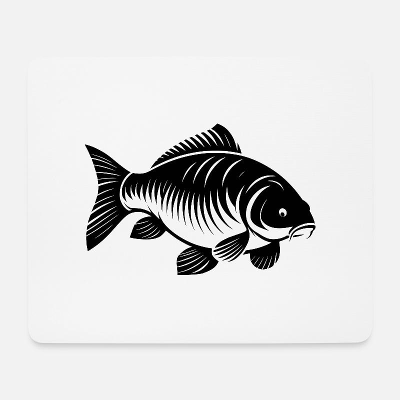 Karpfen schwarz-weiß - Mousepad (Querformat) - Weiß