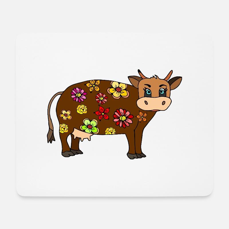 Kuh - Mousepad (Querformat) - Weiß