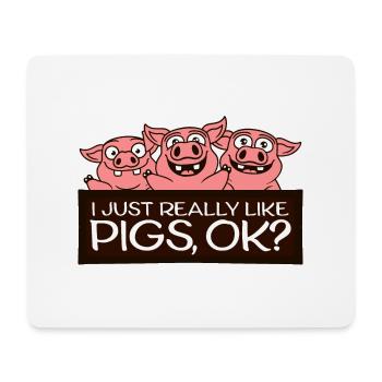J’aime vraiment les cochons, OK drôle mignon amateur de cochons - Tapis de souris (format paysage) - blanc - Devant