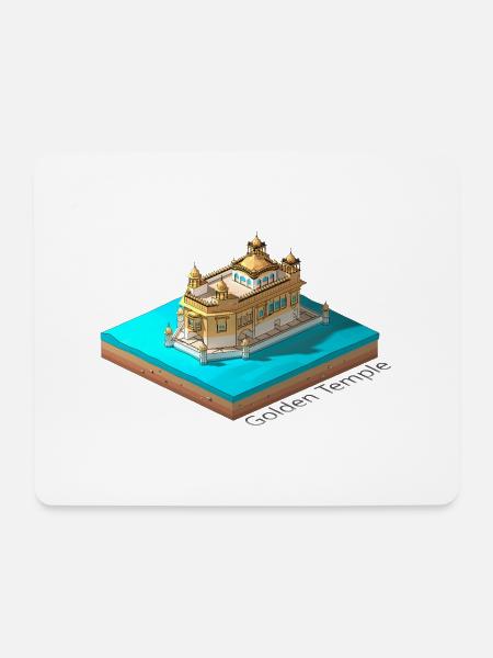 Geometric low poly Golden Temple - Mouse Pad (horizontal) - white