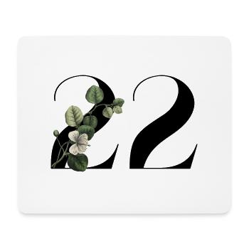Numéro 22 floral vert -22e anniversaire floral - Tapis de souris (format paysage) - blanc - Devant