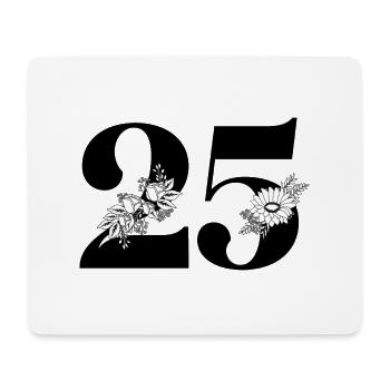 Numéro 25 floral noir -25e anniversaire floral - Tapis de souris (format paysage) - blanc - Devant
