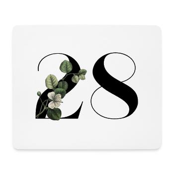 Nummer 28 Blumengrün -28. Geburtstag Blumen - Mousepad (Querformat) - Weiß - Vorne