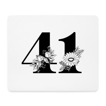 Number 41 Black Floral - 41st Floral Birthday - Mouse Pad (horizontal) - white - Front
