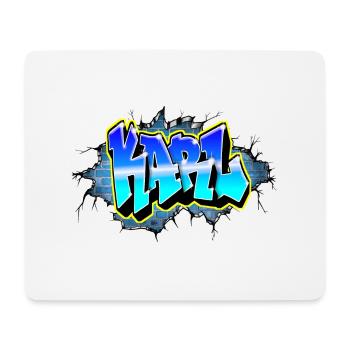 Graffiti KARL Blauer Backsteinriss - Mousepad (Querformat) - Weiß - Vorne