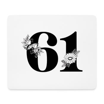 Number 61 Black Floral - 61st Floral Birthday - Mouse Pad (horizontal) - white - Front