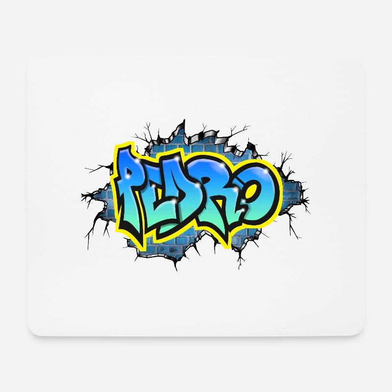 PEDRO GRAFFITI NAME Cracked By Max Getaggt - Mousepad (Querformat) - Weiß