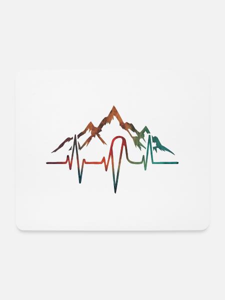 Herzschlag Berg - Mousepad (Querformat) - Weiß