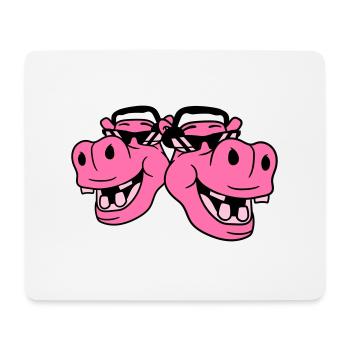 2 Pink Hippos Faces Party Club Music Team - Mouse Pad (horizontal) - white - Front