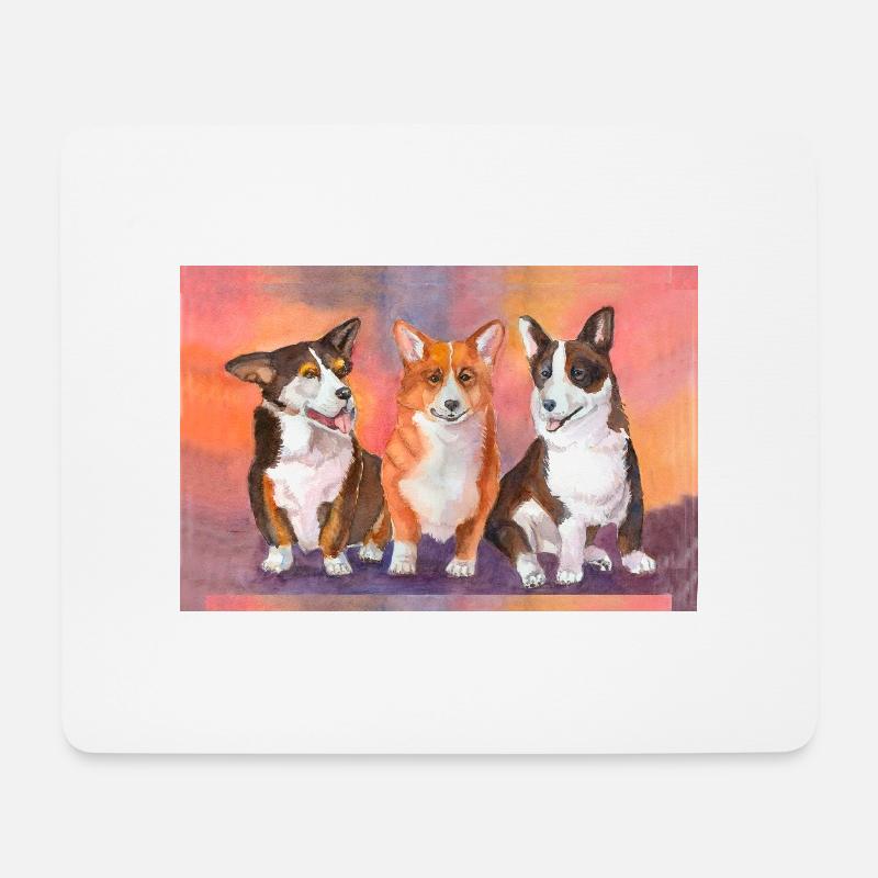 Welsh Corgies 3 Chaps - Mousepad (Querformat) - Weiß