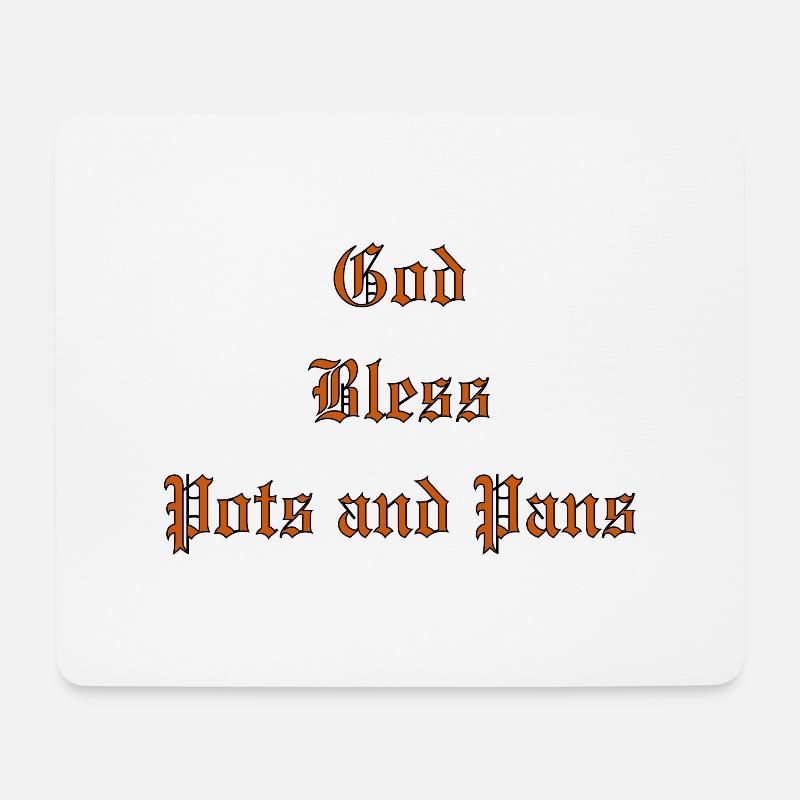 GodBlessPotsAndPans - Mousepad (Querformat) - Weiß