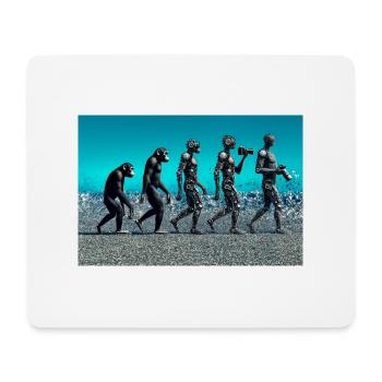 Evolution des Fotografen: Vom Affen zum KI-Fotografen - Mousepad (Querformat) - Weiß - Vorne