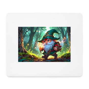 Abenteurer-Gnom Zwerg im verzauberten Fantasy Wald - Mousepad (Querformat) - Weiß - Vorne